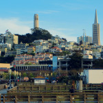 view of Telegraph Hill from Pier 39