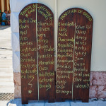 wooden sign in Nafplio, Greece