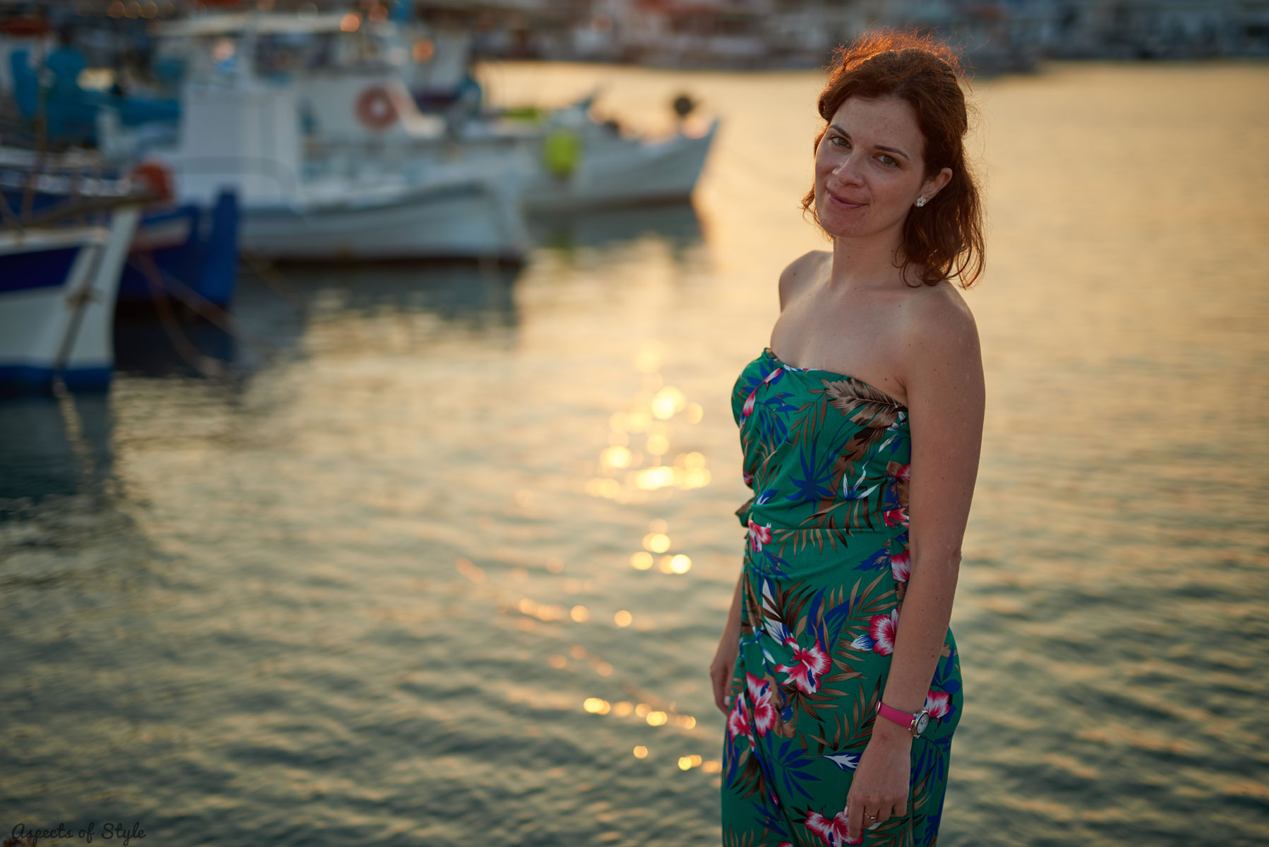 Tropical print dress in Elafonisos