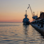 warship at Thessaloniki's port