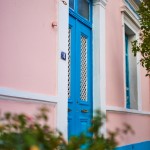 pink and blue house in Gazi, Athens