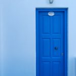 blue door in Amorgos, Greece