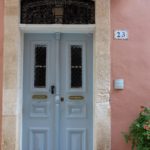 pastel blue door at Rethymno, Crete, Greece