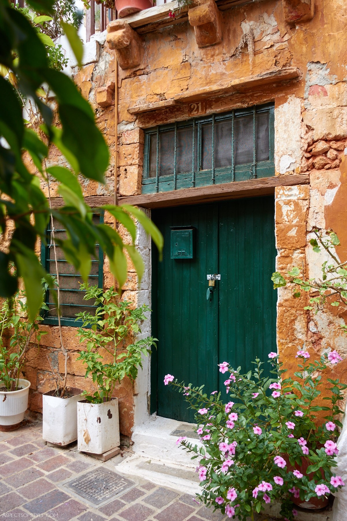 Green door in Chania, Crete