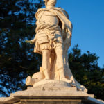 statue of Johann Matthias von der Schulenberg in front of Corfu Old Fortress