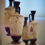 white vases at Archaeological Museum in Athens