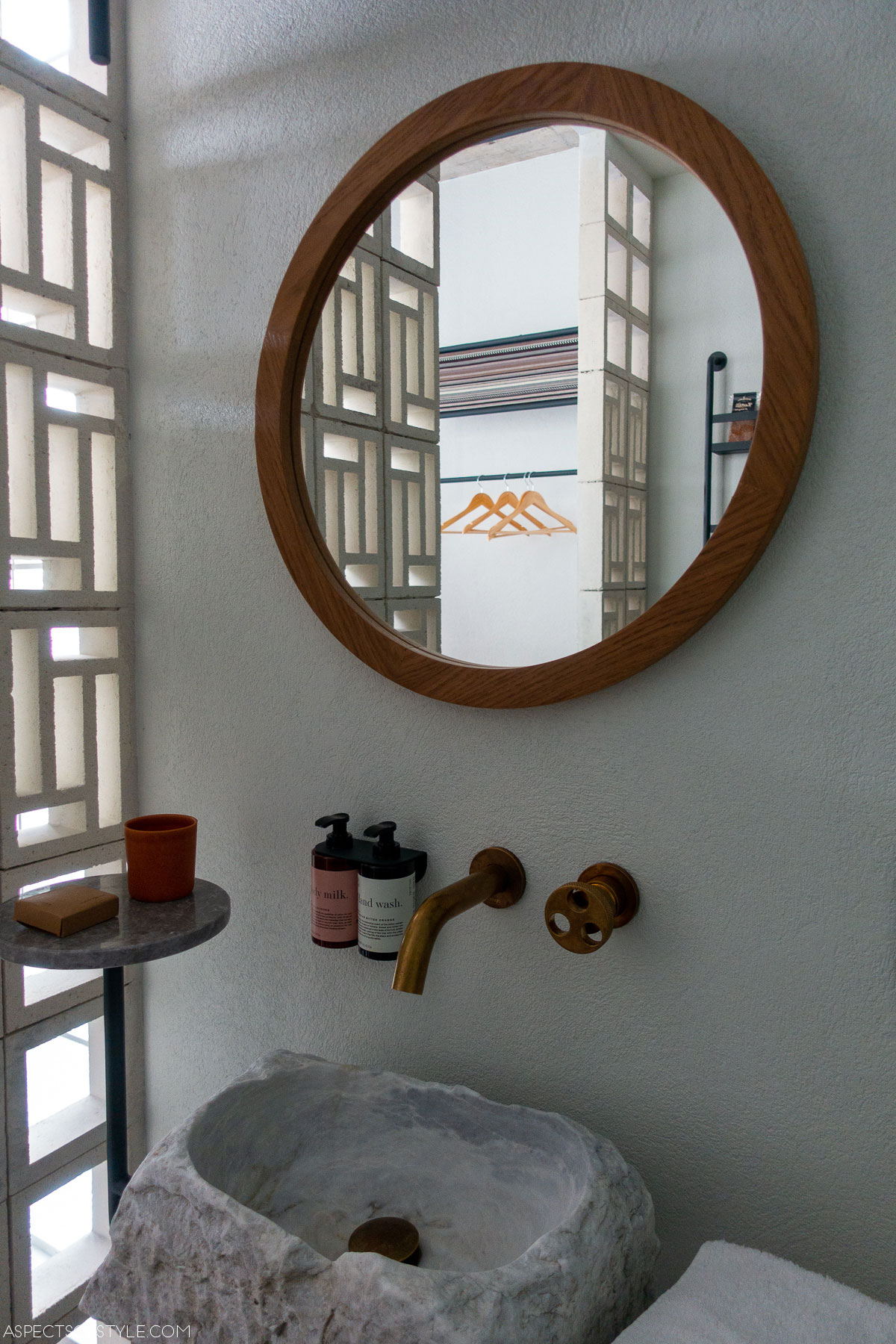 marble basin, faucet and mirror