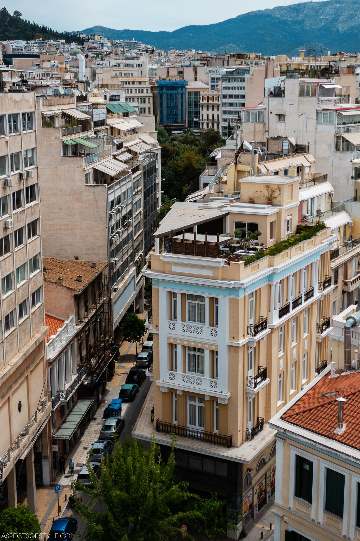 buildings shot from Pinnacle Hotel, Athens Trigono
