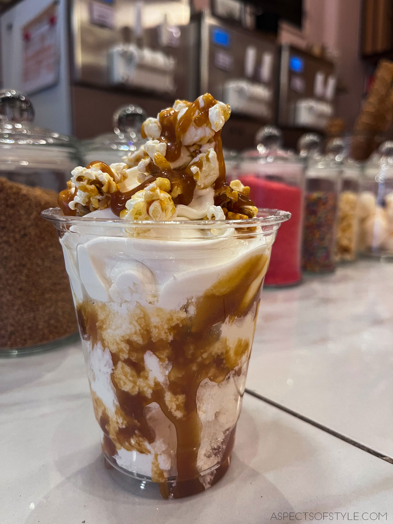 Soft Ice cream with caramel sauce, Dickie Dee, Athens