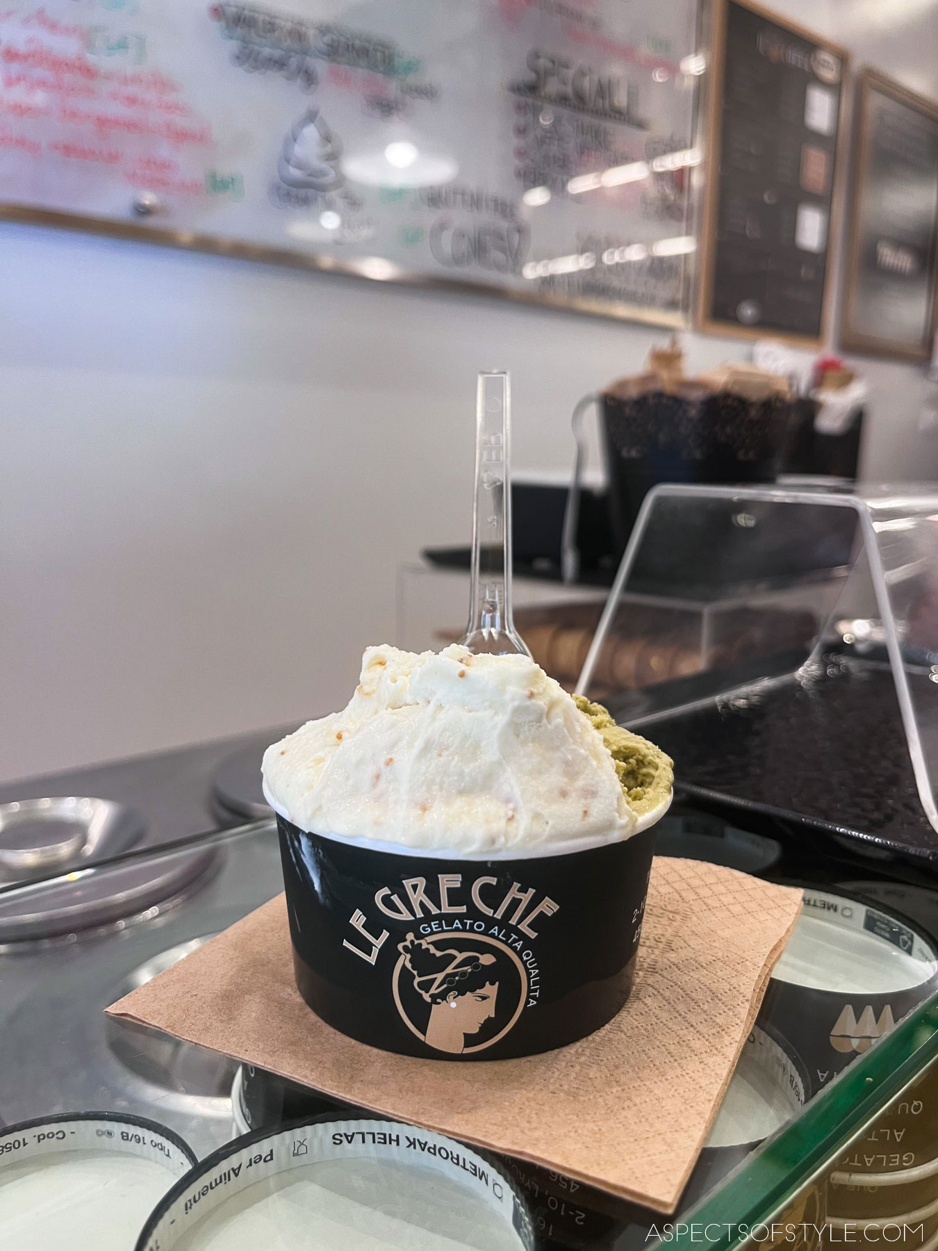 ice cream from Le Greche patisserie, Athens