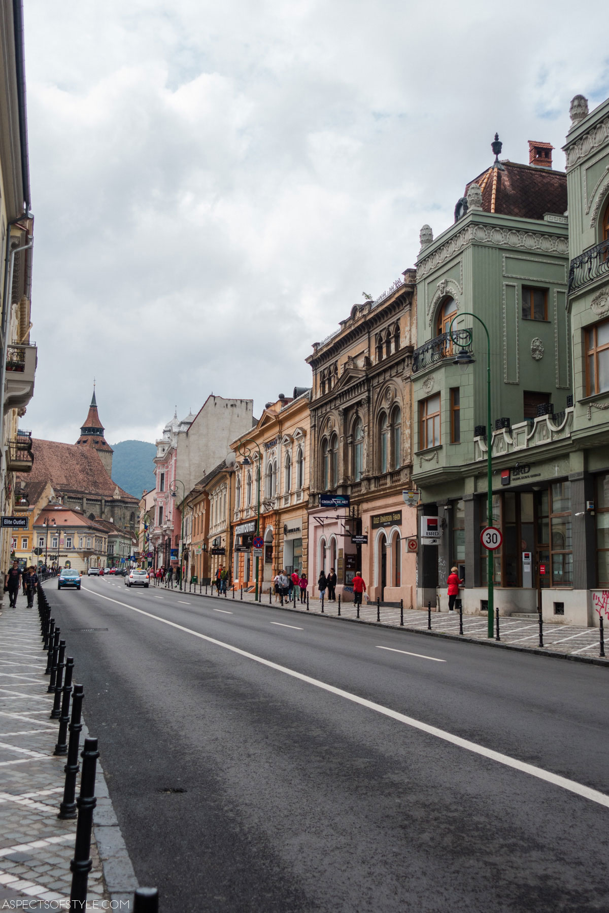 Buildings on Muresenilor street, Brasov Romania