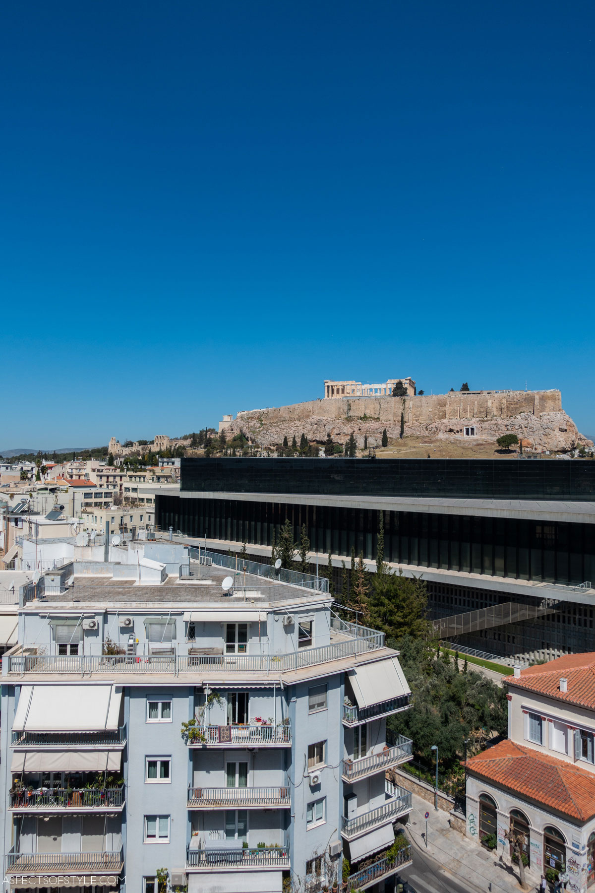 view towards the Acropolis Museum and Acropolis from Cocomat Athens BC