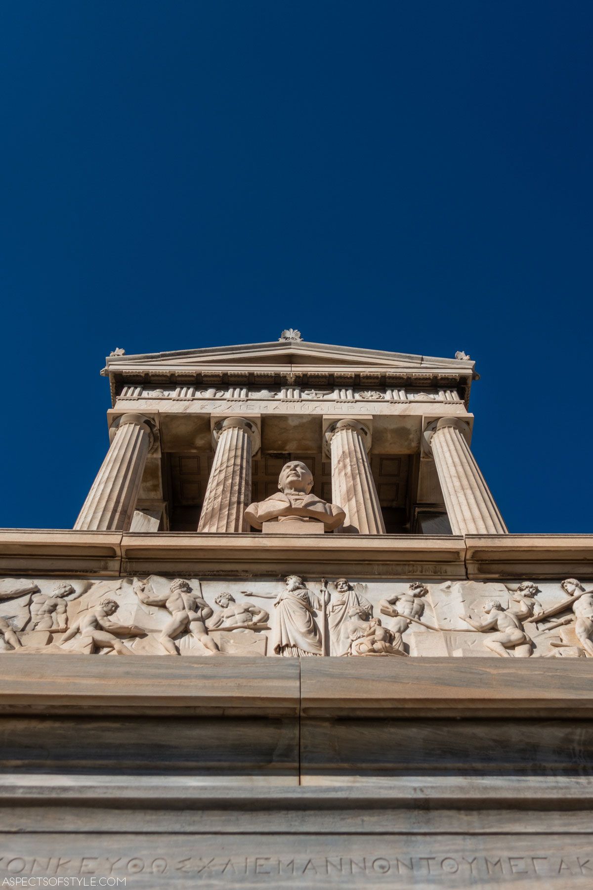 Heinrich Schliemann tomb in Athens First Cemetery resembling Athena Nike temple