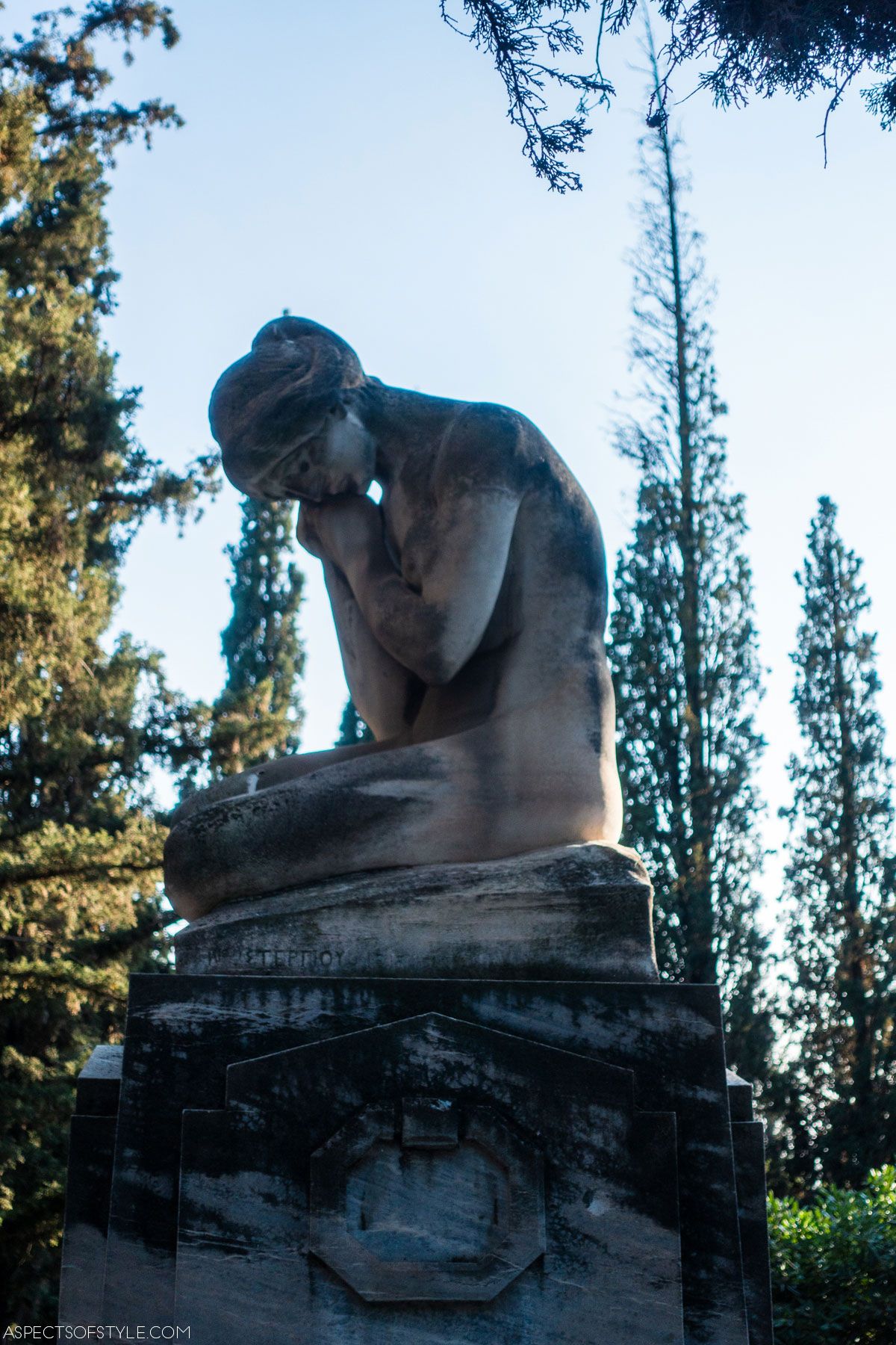 a tomb depicting a mourning naked woman belonging to Dimitrakopoulos family, Athens first cemetery